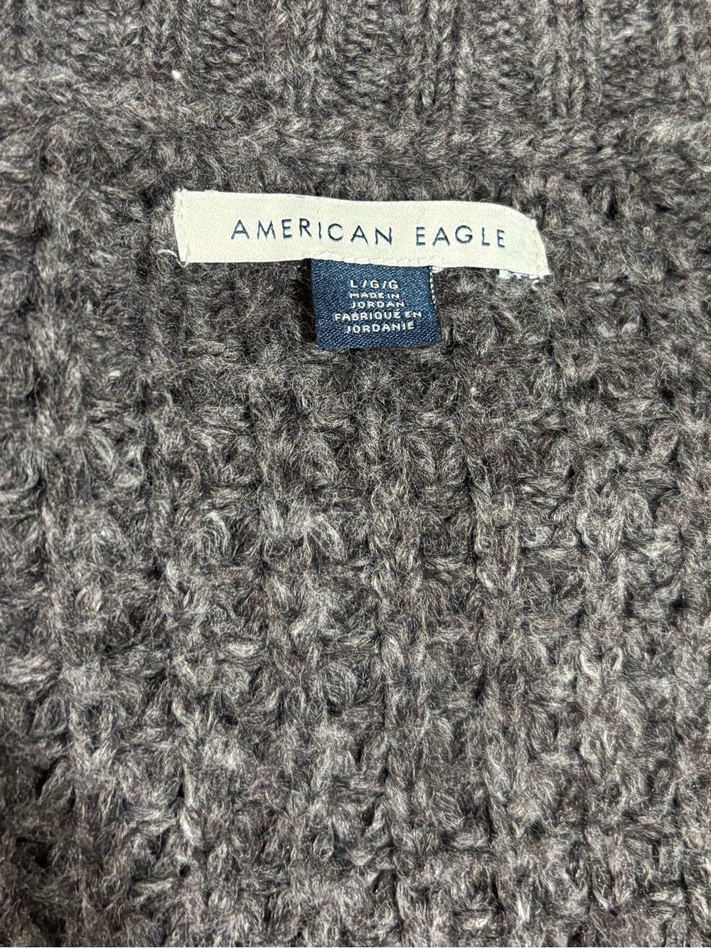 American Eagle Outfitters Whoa So Cozy Charcoal V-Neck Waffle Knit Sweater - Picture 10 of 12